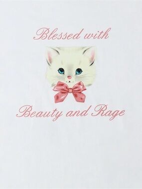 Cat Graphic Tee with Kitten and Lyrics